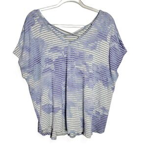 Lane Bryant Plus Size 18/20 V Neck Striped Watercolor Boxy Lightweight Top